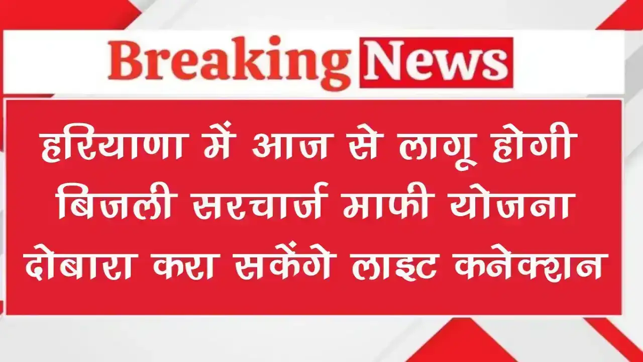 Haryana Electricity Surcharge Waiver Scheme: हरियाणा में आज से लागू होगी बिजली सरचार्ज माफी योजना, दोबारा करा सकेंगे लाइट कनेक्शन